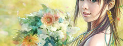 цветы, букет, рисунок, бабочки, i-chen lin