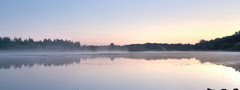 Утро, озеро, туман