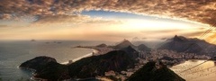 Рио-де-Жанейро, город, дома, закат, небо, облака, остров