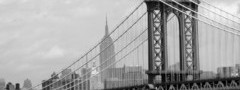 манхэттен, мост, нью-йорк, дома, город