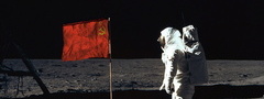 луна, первый, человек, на луне, ссср, флаг, космонавт