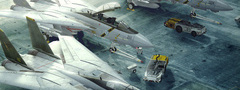 f-14, tomcat, истребители, взлетная полоса, погрузчики