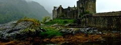 эйлен-донан, замок, камни, туман, шотландия