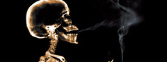 сигарета, скелет, дым