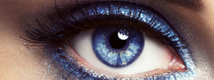 глаз, синий, ресницы, тушь, бровь, взгляд