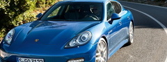 Porsche, дорога, синий, автомобиль