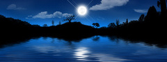 природа, вода, небо, ночь, облака, звезда, свет