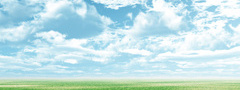 небо, облака, трава, поле