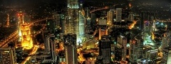 Куала-Лумпур, малайзия, ночь, мегаполис, азия, небоскребы, огни, высота