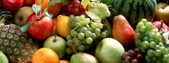 фрукты, еда, арбуз, виноград, тропические