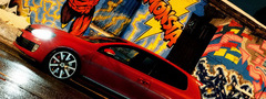 автомобиль, машина, граффити, стена, рисунок, город, комикс