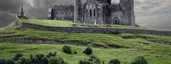 ireland, ирландия, замок, тучи, холм, овцы