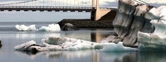 река, море, мост, лёд