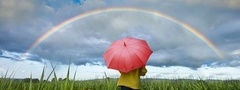 Зонт, поле, радуга