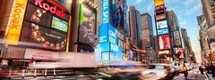 new york city, times square, action, traffic