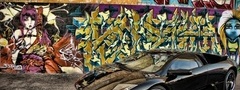 lamborghini murcielago, car, graffiti, fashion