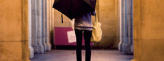 girl, with, umbrella