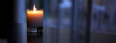 стол, свеча, стаканчик, отражение, стекло, свет, огонь, пламя, воск, тепло, ...