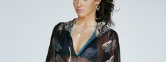 Evangeline Lilly, брюнетка, тело, лицо, взгляд, платье