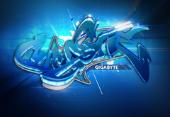 gigabyte, graffiti, синий, блеск