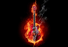 guitar, music, fire