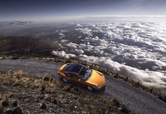 Porsche, горы, облака, высоко