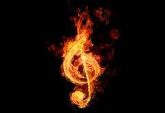 скрипичный ключ, огонь, музыка