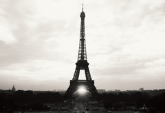 эйфева башня, париж, черно-белое