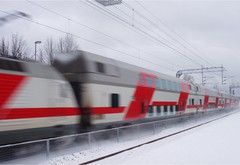 поезд, снег, движение