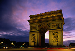 триумфальная арка, франция, вечер, париж