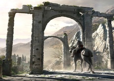 арка, путник, лошадь