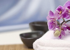 орхидея, полотенце, посуда, чашки, ткань, цветок, восток