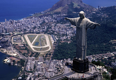бразилия, статуя, высота, рио, дома, стадион
