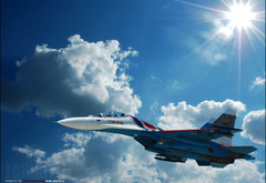 Су-27, истребитель, небо, облака