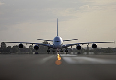 Airbus, A-380, облака, ангар, Air France