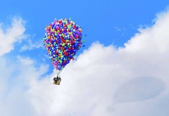 Up, вверх, pixar, пиксар, мультфильм, воздушные шары, дом, небо, облака