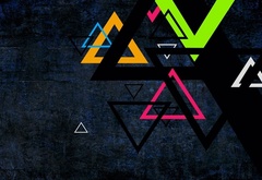 треугольники, цветные, чёрный фон