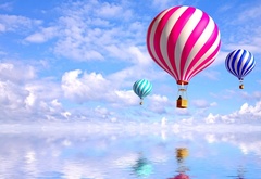 небо, розовый, голубой, воздушный шар