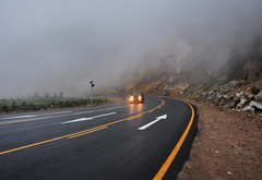 дорога, туман, машина