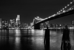bridge, city, night, lights