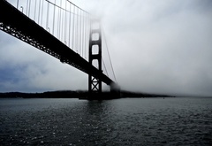 bridge, sky, fog