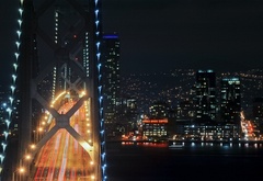 night, city, bridge, action, lights