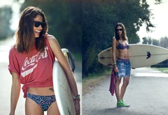 sexy, summer, fashion, pretty, girl, surfboard