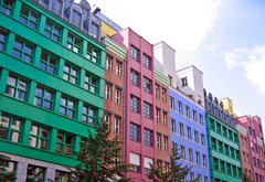 цветные, здания, веселый, дизайн