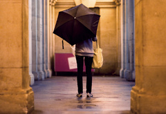 girl, with, umbrella