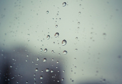 Матовое, стекло, капли дождя