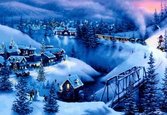 праздник, зима, новый, год, поезд, городок