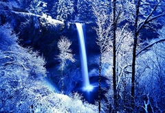 природа, зима, скала, водопад, лёд