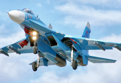 Су-27, самолёт, истребитель, небо, облака