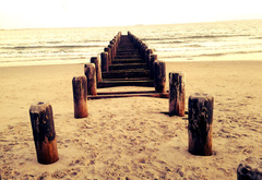 песок, море, пляж, путь, дорога